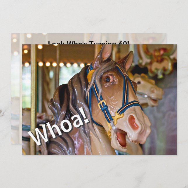 Whoa! Look Who's 60 Carousel Horse Birthday Invitation (Front/Back)