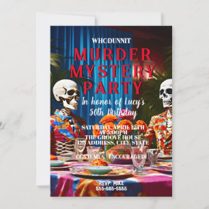 whodunit murder mystery 1960's style dinner party invitation