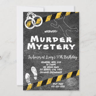 whodunit murder mystery bloody party 40th 50th 60  invitation