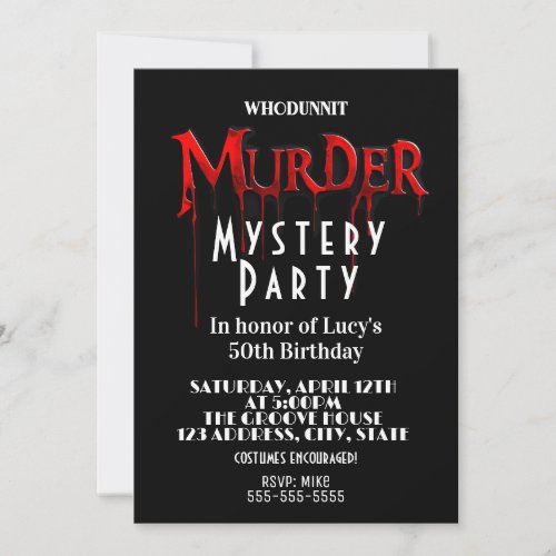 whodunit murder mystery Murder ART DECO Invitation