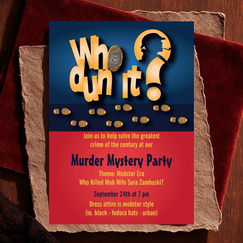Whodunit? Murder Mystery Party Invitation