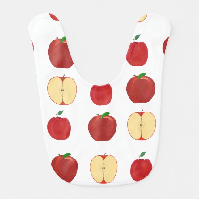 Whole and Sliced Red Apples Baby Bibs (Front)