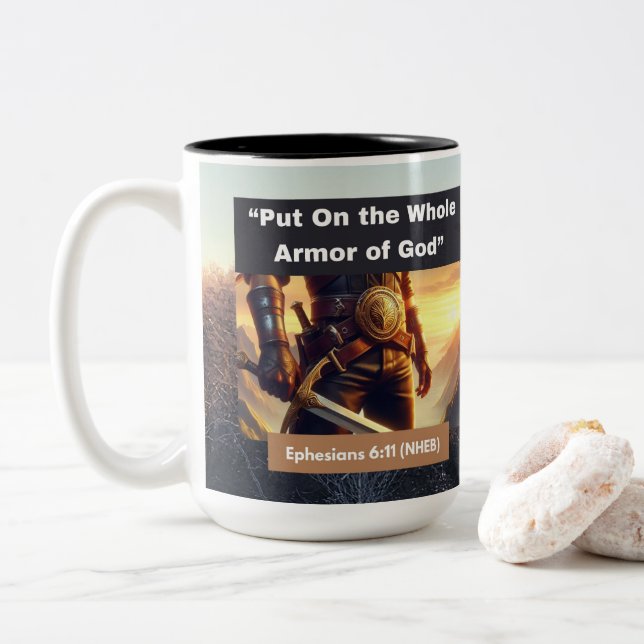 Whole Armor of God Two Tone Mug (With Donut)