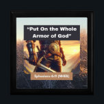 Whole Armor of God - Wooden Jewelry Keepsake Box<br><div class="desc">Introducing our exquisite Whole Armor of God black wooden jewelry box, inspired by the empowering scripture from Ephesians 6:11. Crafted with elegance and purpose, this jewelry box serves as a meaningful sanctuary for your treasured belongings while symbolizing spiritual strength and readiness. Crafted from premium quality black wood, our jewelry box...</div>