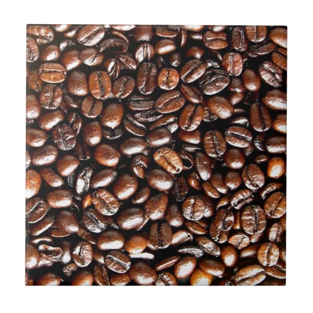 Whole Bean Coffee Pattern Ceramic Tile (Front)