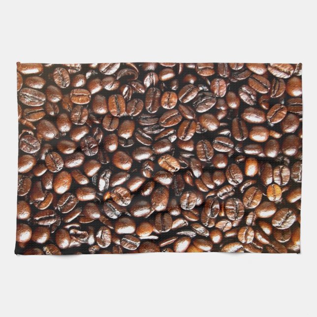 Whole Coffee Beans Pattern Kitchen Towel (Horizontal)