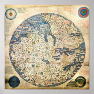 Whole Earth Continents Vintage Digital Maps Design Poster