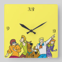 Whole Gang 13 Mystery Inc Square Wall Clock
