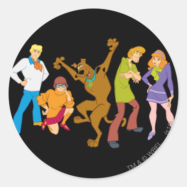 Whole Gang 16 Mystery Inc Classic Round Sticker (Front)