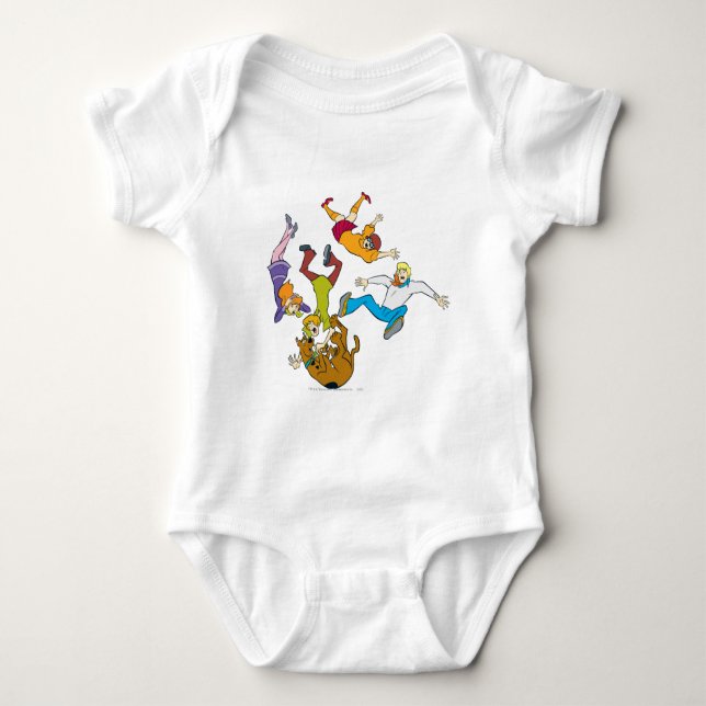 Whole Gang 17 Mystery Inc Baby Bodysuit (Front)