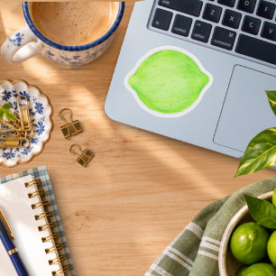 Whole Green Lime Hand Drawn Citrus Fruit Sticker