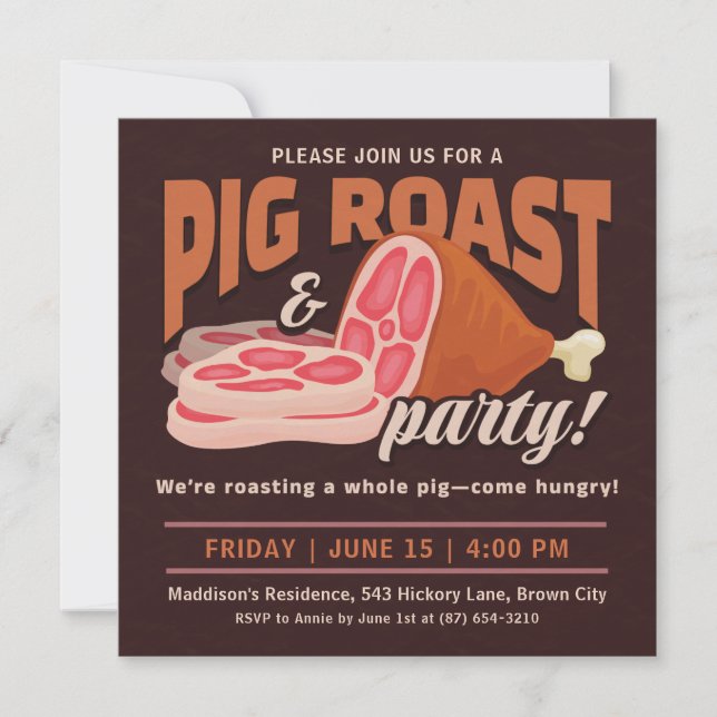 Whole Hog Pig Roast Party Invitation (Front)