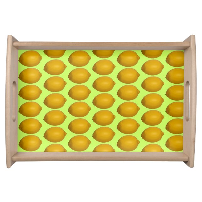 Whole lemons citrus fruit pattern serving tray (Front)