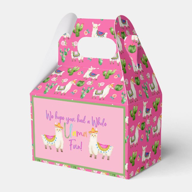 Whole Llama Fun/ 1st Fiesta Hot Pink Favor Box (Front Side)