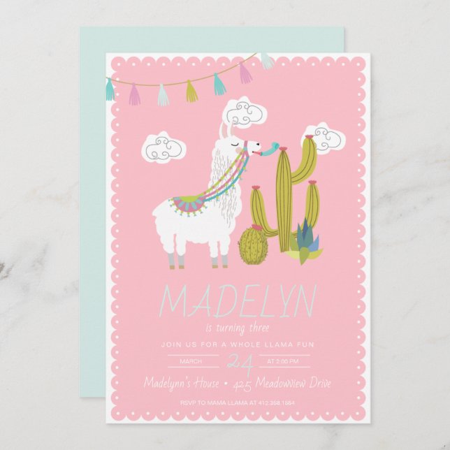 Whole Llama Fun Alpace Birthday Invitation (Front/Back)