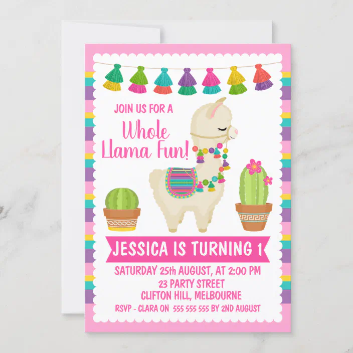 ~ Birthday Party Supplies Invites Cards Stationery LLAMA FUN INVITATION SET 8 