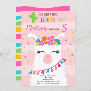 Whole Llama Fun Birthday Invitation