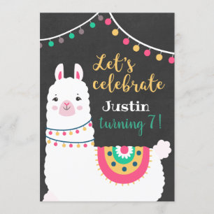 Whole llama fun birthday invitation