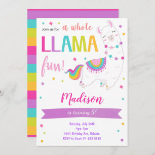 Whole Llama Fun Birthday Invitation