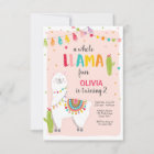 Whole llama fun birthday invitation Alpace Cactus