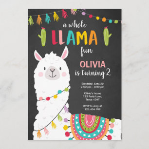 Whole llama fun birthday invitation Alpace Fiesta