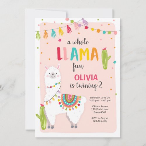 Whole llama fun birthday invitation Alpace Fiesta