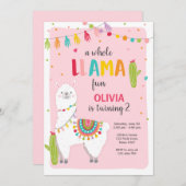 Whole llama fun birthday invitation Alpace Fiesta (Front/Back)