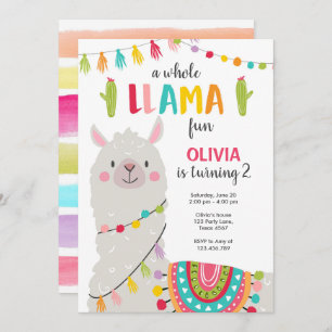 Whole llama fun birthday invitation Alpace Fiesta