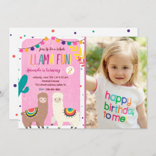 Whole Llama Fun Birthday Invitation with Photo