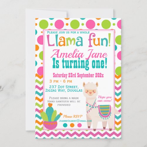 Whole Llama Fun Birthday Party Invitation