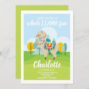 Whole Llama Fun Birthday Party Invitation