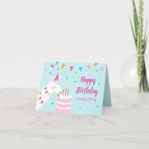 Whole Llama Fun Cake 3rd Aqua Happy Birthday Card