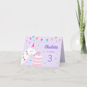 Whole Llama Fun Cake 3rd Birthday Purple Invitation