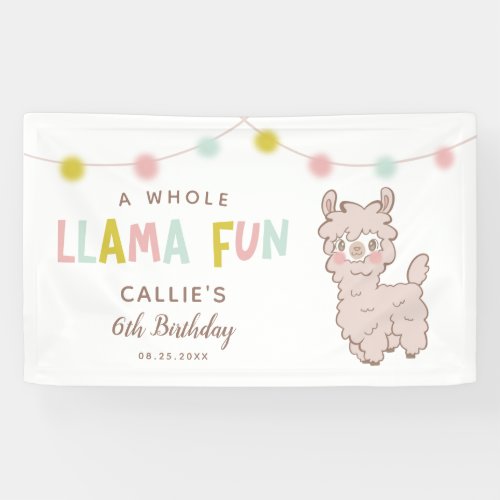 Whole Llama Fun Cute Birthday Party Banner