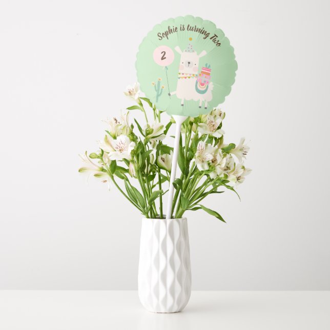 Whole Llama Fun Lime Green Birthday Party Balloon (Vase)