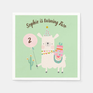 Whole Llama Fun Lime Green Birthday Party Napkins
