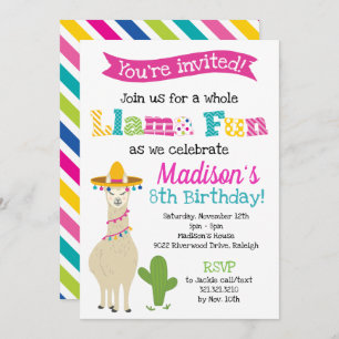 Whole Llama Fun - Llama Birthday Party Invitation
