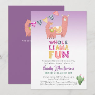 Whole Llama Fun Mama Baby Love Fiesta Cacti Invitation