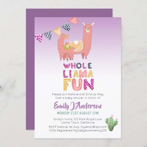 Whole Llama Fun Mama Baby Love Fiesta Cacti Invitation