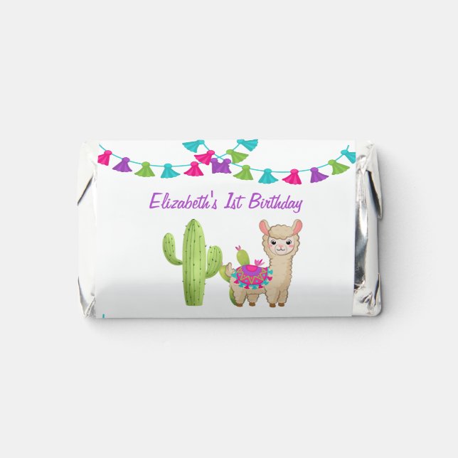 Whole Llama Fun Pink Purple Cactus Child Birthday Hershey's Miniatures (Front)