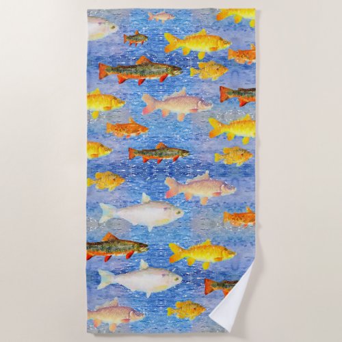 Whole Lot of Colorful Fish in the Sea Beach Towel
