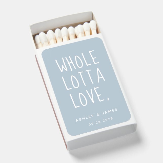 WHOLE LOTTA LOVE Baby Blue Wedding Matchboxes (Front Open)