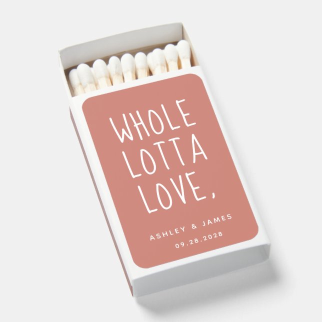 WHOLE LOTTA LOVE TerraCotta Wedding Matchboxes (Front Open)