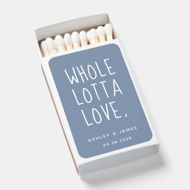 WHOLE LOTTA LOVE Vintage Blue Wedding Matchboxes (Front Open)