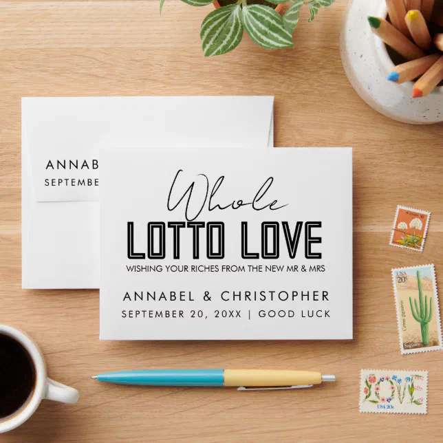 whole lotto love Lottery Ticket Wedding favor Envelope | Zazzle