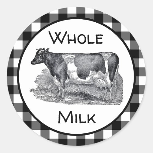 Whole Milk Label Black and White Gingham