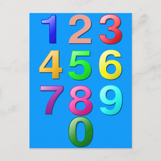 Whole Numbers or Counting numbers to 9 Postcard (Front)