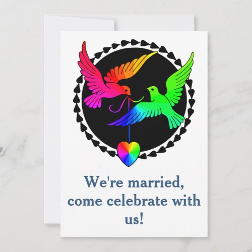 Whole of the Rainbow Dove Gay Reception Invitation