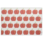 Whole Red Apples in Pointillism Stem, Leaf Fabric