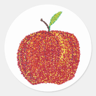 Whole Ripe Red Apple in Pointillism Stickers